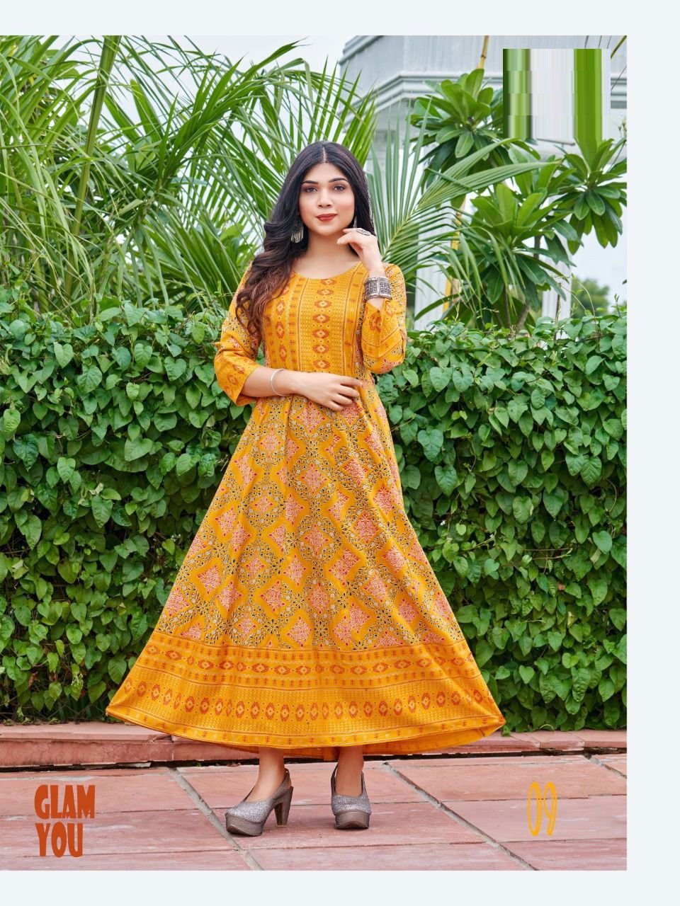 Sunlight 01 Rayon Printed Ethnic Wear Designer Long Anarkali Kurti Collection